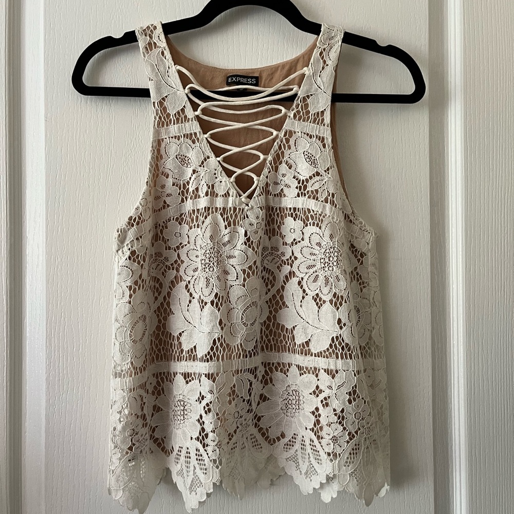 Express Lace Top - White